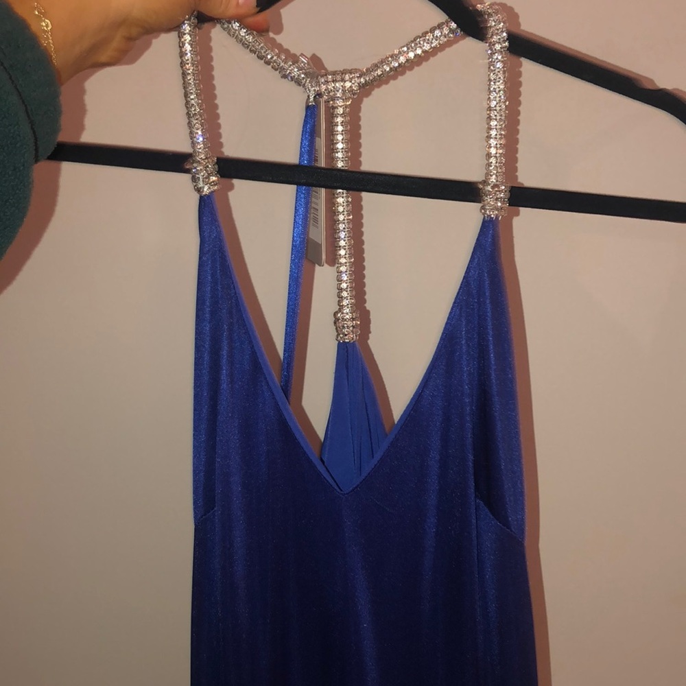 FOREVER UNIQUE navy blue silk gown